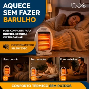 Aquecedor de Ambiente Portátil Quartzo Dobrável Silencioso