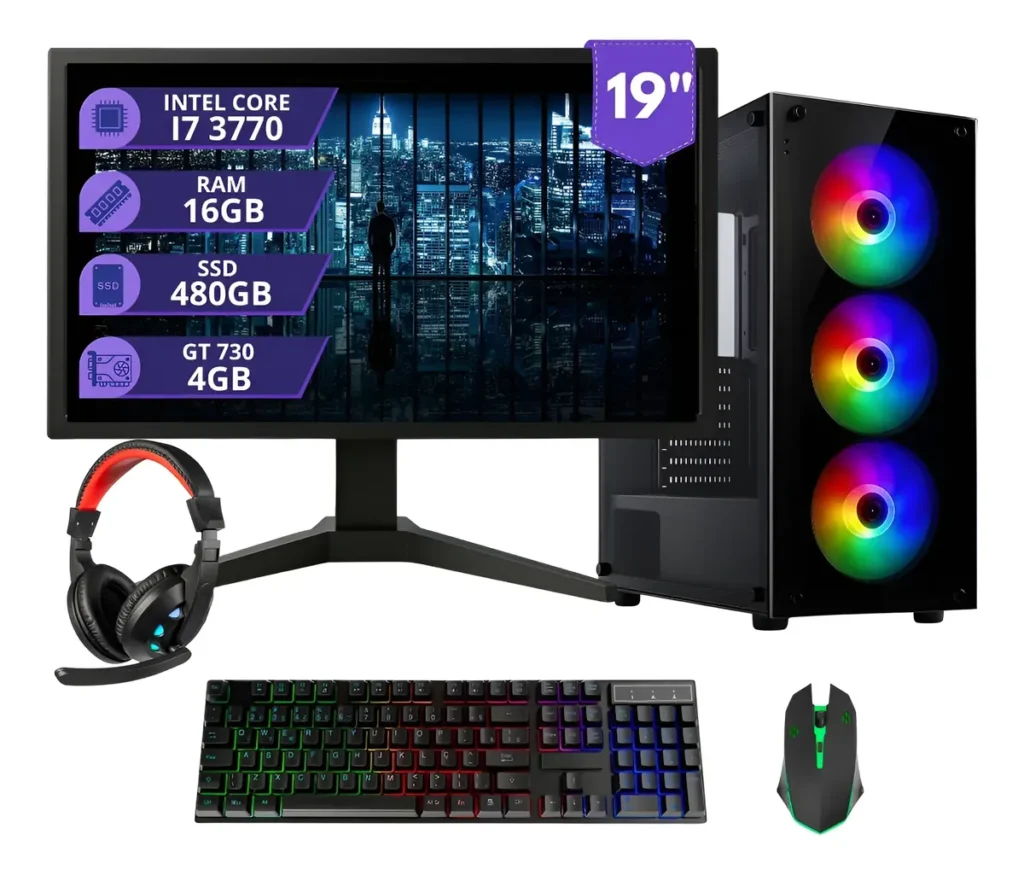 PC Gamer i7 3.4GHz 16GB SSD 480GB Placa de Vídeo 4GB