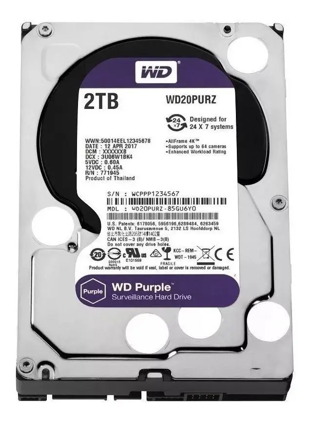 HD Western Digital WD Purple WD20PURZ 2TB Roxo