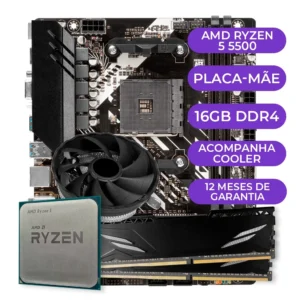 Kit Upgrade Gamer AMD Ryzen 5 5500 com B450M e 16GB
