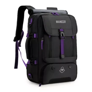 Mochila Mancer Kairos Preto e Roxo Design Moderno