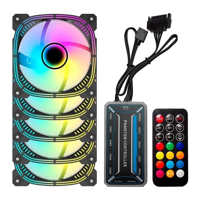 Kit Ventoinha Acegeek Prime 5x120mm ARGB Preto