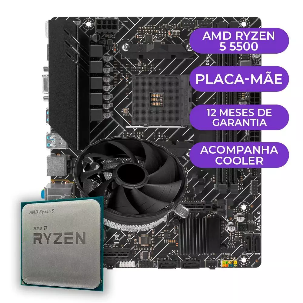 Kit Upgrade Gamer AMD Ryzen 5 5500 com A520M