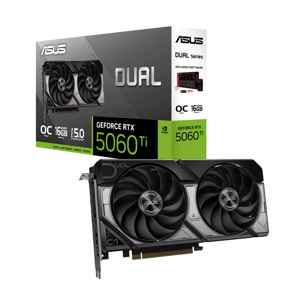 Placa de Vídeo Asus GeForce RTX 5060 Ti OC Dual 16GB GDDR7